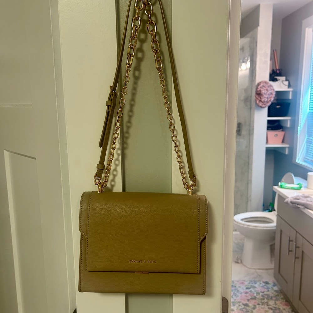 Gray Tan Leather Shoulder/ Cross Body Bag